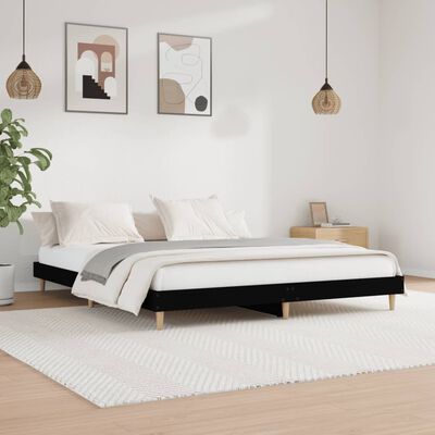 vidaXL Bed Frame without Mattress Black 160x200 cm Engineered Wood