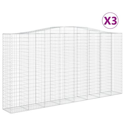 vidaXL Arched Gabion Baskets 3 pcs 400x50x200/220 cm Galvanised Iron