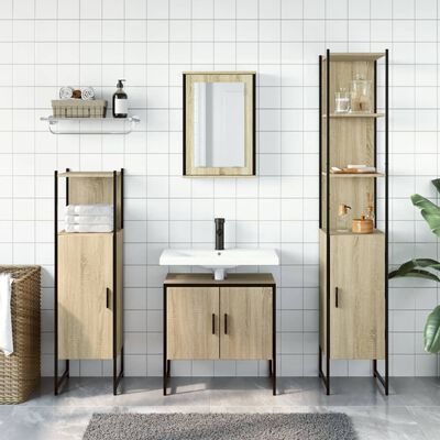 vidaXL 4 Piece Bathroom Furniture Set Sonoma Oak Engineered Wood