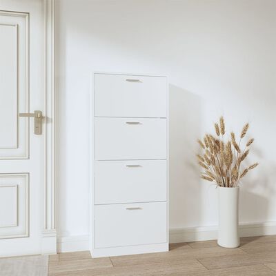 vidaXL Shoe Cabinet White 59x17x150 cm Engineered Wood