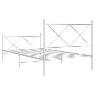 vidaXL Metal Bed Frame without Mattress with Footboard White 100x200 cm