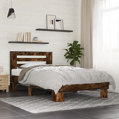 vidaXL Bed Frame without Mattress Smoked Oak 90x190 cm Single