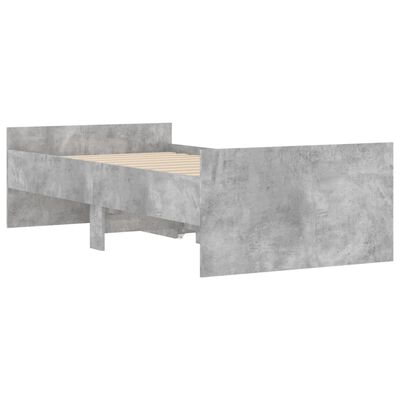 vidaXL Bed Frame without Mattress Concrete Grey 75x190 cm Small Single