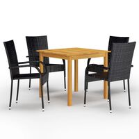 vidaXL 5 Piece Garden Dining Set Black