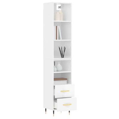 vidaXL Highboard High Gloss White 34.5x34x180 cm Engineered Wood