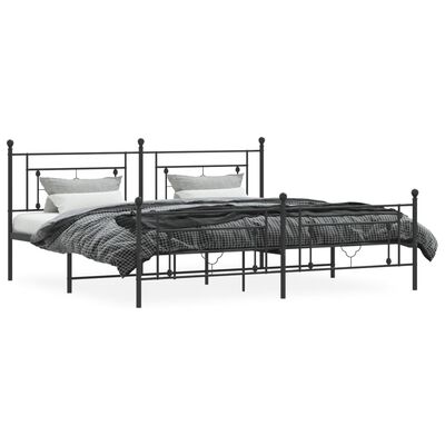 vidaXL Metal Bed Frame without Mattress with Footboard Black 193x203 cm