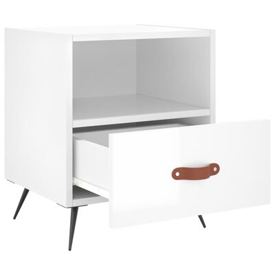 vidaXL Bedside Cabinet High Gloss White 40x35x47.5 cm Engineered Wood