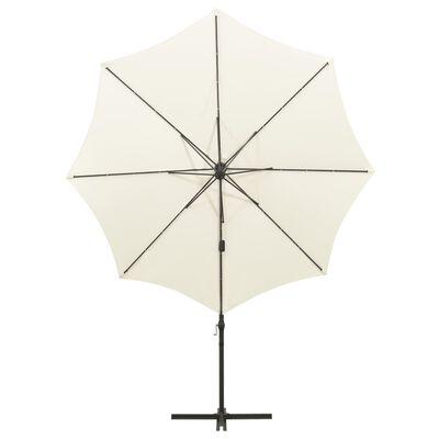 vidaXL Cantilever Garden Parasol with Pole and LED Lights Sand 300 cm