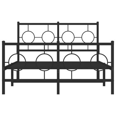 vidaXL Metal Bed Frame without Mattress with Footboard Black 120x190 cm Small Double