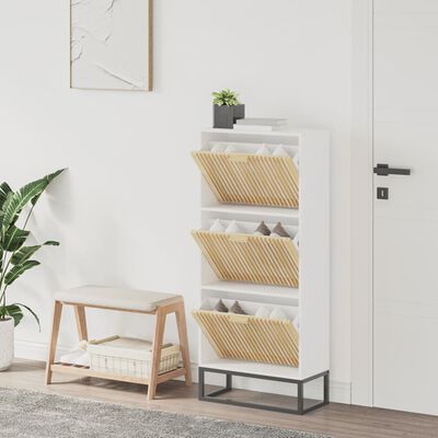 vidaXL Shoe Cabinet White 52x25x120 cm Engineered Wood