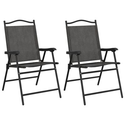 vidaXL Folding Garden Chairs 2 pcs Melange Grey Steel and Textilene