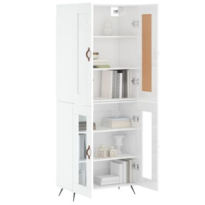 vidaXL Highboard High Gloss White 69.5x34x180 cm Engineered Wood