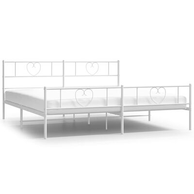 vidaXL Metal Bed Frame without Mattress with Footboard White 193x203 cm