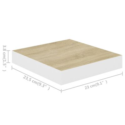 vidaXL Floating Wall Shelves 4 pcs Oak and White 23x23.5x3.8 cm MDF