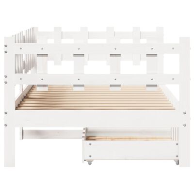 vidaXL Daybed with Drawers without Mattress White 90x200 cm Solid Wood