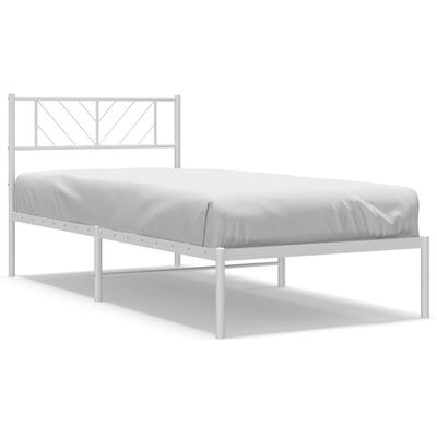 vidaXL Metal Bed Frame without Mattress with Headboard White 90x200 cm