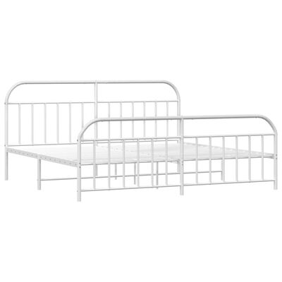 vidaXL Metal Bed Frame without Mattress with Footboard White 193x203 cm