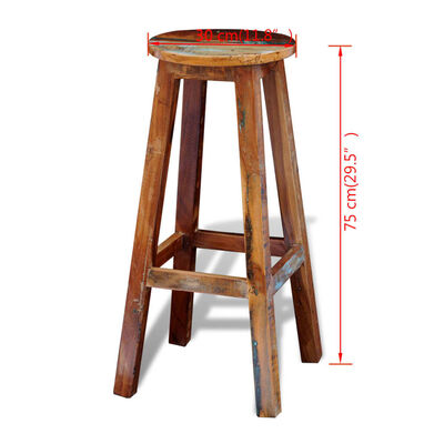 vidaXL Bar Stool Solid Reclaimed Wood