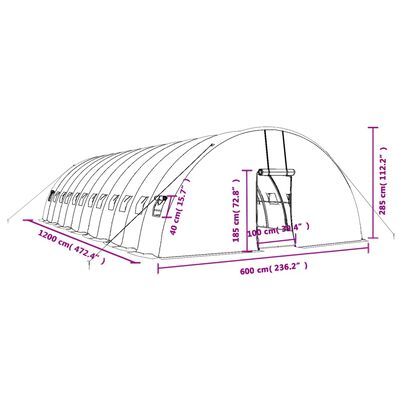 vidaXL Greenhouse with Steel Frame Green 72 m² 12x6x2.85 m