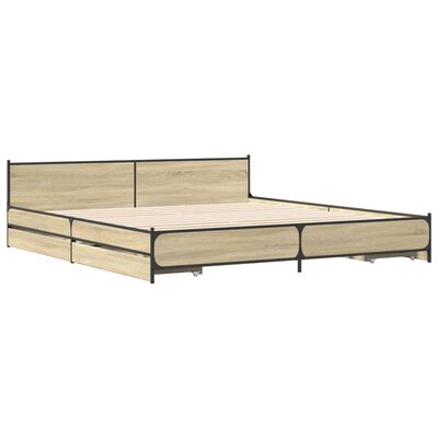 vidaXL Bed Frame with Drawers without Mattress Sonoma Oak 200x200 cm