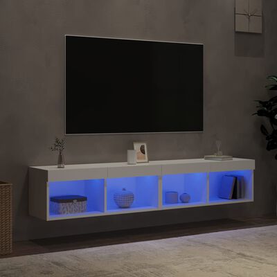 vidaXL TV Cabinets with LED Lights 2 pcs White 80x30x30 cm