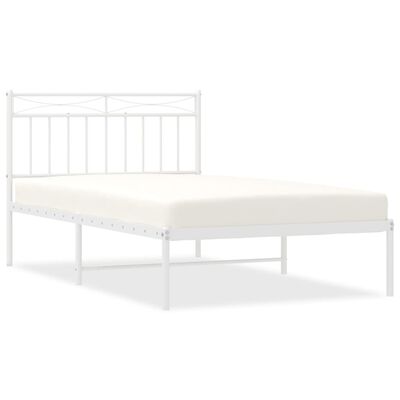 vidaXL Metal Bed Frame without Mattress with Headboard White 100x200 cm