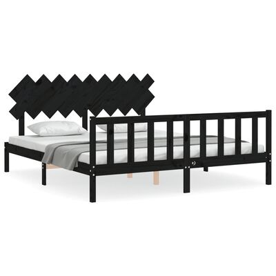 vidaXL Bed Frame without Mattress Black 160x200 cm Solid Wood Pine