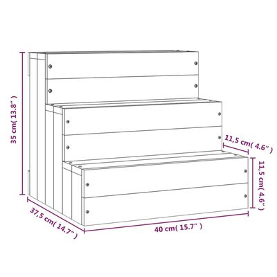 vidaXL Pet Stair White 40x37.5x35 cm Solid Wood Pine