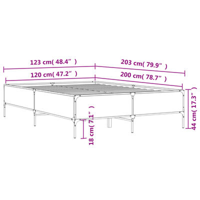 vidaXL Bed Frame without Mattress Smoked Oak 120x200 cm