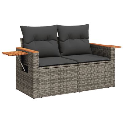 vidaXL 6 Piece Garden Sofa Set with Cushions Grey Poly Rattan