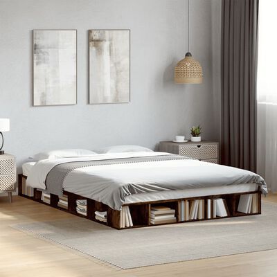 vidaXL Bed Frame without Mattress Smoked Oak 140x200 cm