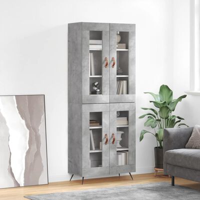 vidaXL Highboard Concrete Grey 69.5x34x180 cm Engineered Wood