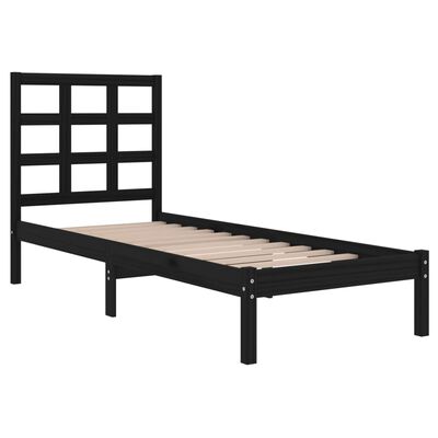 vidaXL Bed Frame without Mattress Black 90x190 cm Single Solid Wood