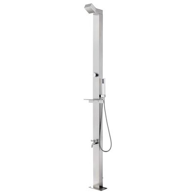 vidaXL Garden Shower with Brown Base 225 cm Stainless Steel