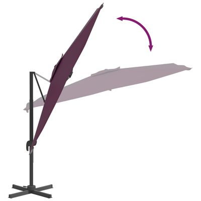 vidaXL LED Cantilever Garden Parasol Bordeaux Red 400x300 cm