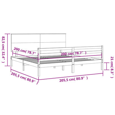 vidaXL Bed Frame without Mattress White 200x200 cm Solid Wood