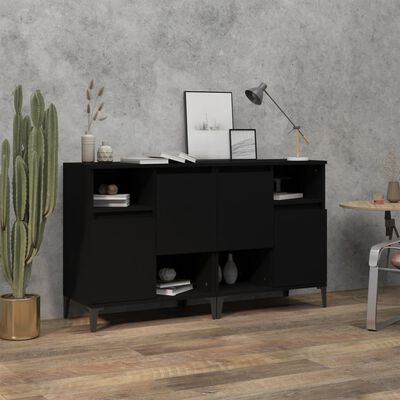 vidaXL Sideboards 2 pcs Black 60x35x70 cm Engineered Wood