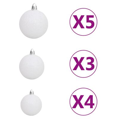 vidaXL Artificial Half Pre-lit Christmas Tree with Ball Set White 240 cm