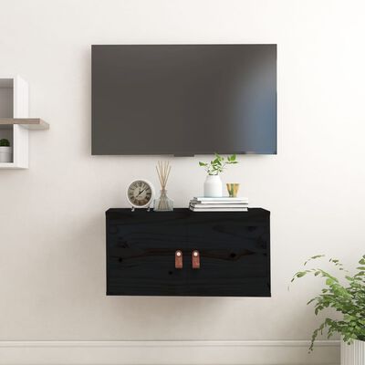 vidaXL Wall Cabinet Black 60x30x30 cm Solid Wood Pine