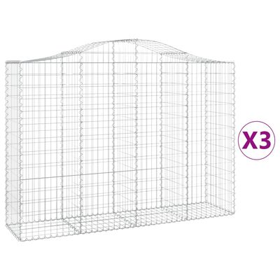 vidaXL Arched Gabion Baskets 3 pcs 200x50x140/160 cm Galvanised Iron