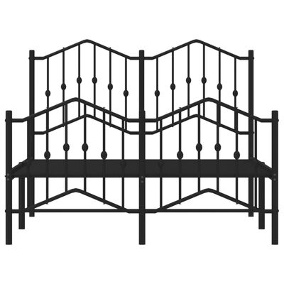 vidaXL Metal Bed Frame without Mattress with Footboard Black 120x190 cm Small Double