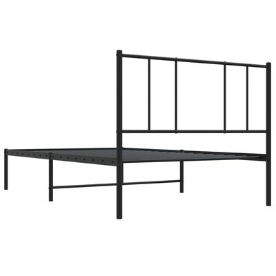 vidaXL Metal Bed Frame without Mattress with Headboard Black 75x190 cm Small Single