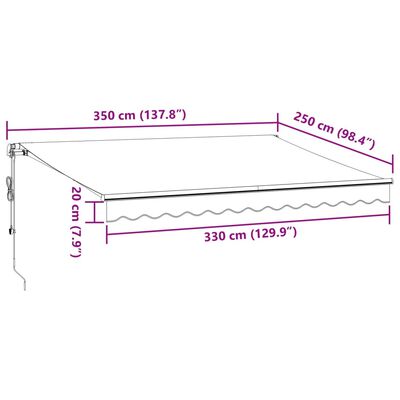 vidaXL Automatic Retractable Awning with LED Burgundy 350x250 cm