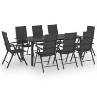 vidaXL 9 Piece Garden Dining Set Black