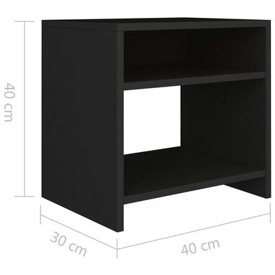 vidaXL Bedside Cabinet Black 40x30x40 cm Engineered Wood