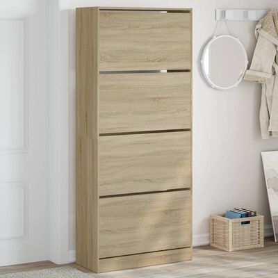 vidaXL Shoe Cabinet with 4 Flip-Drawers Sonoma Oak 80x34x187.5 cm