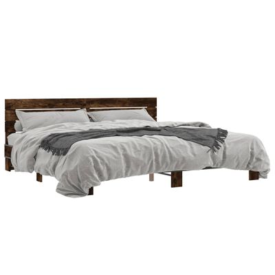 vidaXL Bed Frame without Mattress Smoked Oak 180x200 cm Super King