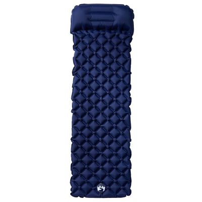 vidaXL Inflating Camping Mattress with Pillow 1-Person Navy Blue