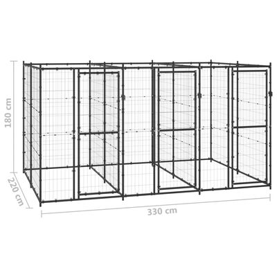 vidaXL Outdoor Dog Kennel Steel 7.26 m²