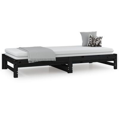 vidaXL Pull-out Day Bed without Mattress Black 2x(90x200) cm